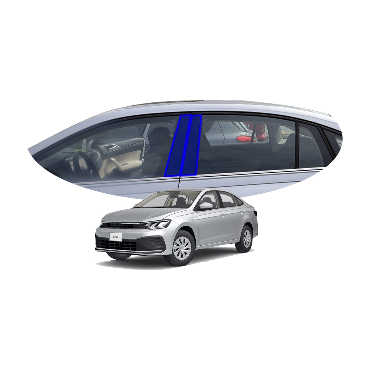 Foto 1 | Protector Exterior Kit Ppf Para Postes Del Vw Virtus 2024 Ppf
Para Auto