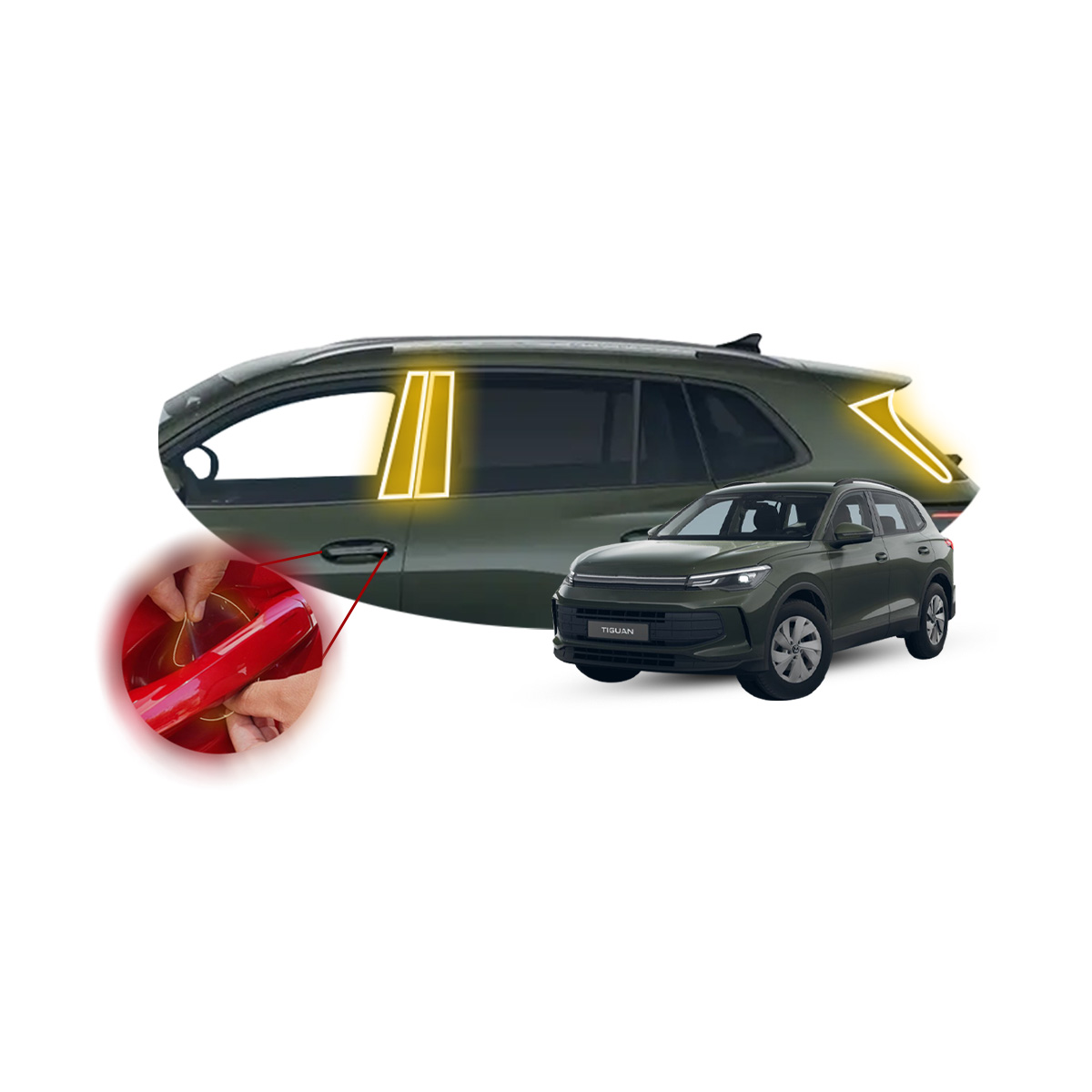 Protector Interior Para Postes De Volkswagen Tiguan 2025 Ppf Para Auto