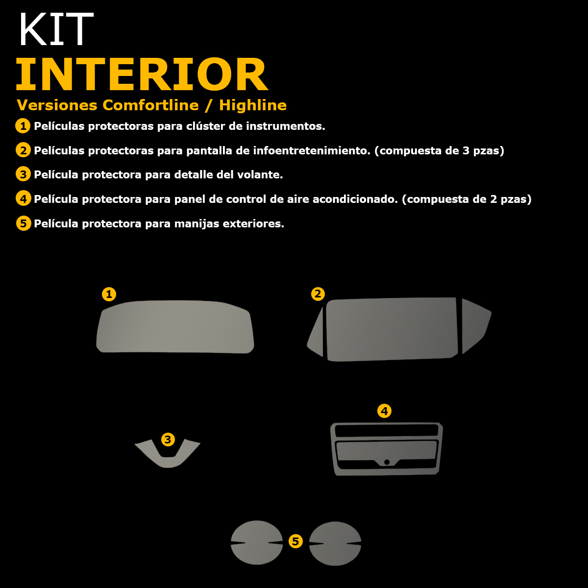 Foto 3 pulgar | Protectores Ppf Para Interiores De Vw Taigun 2025 Versiones Comfortline Y Highline