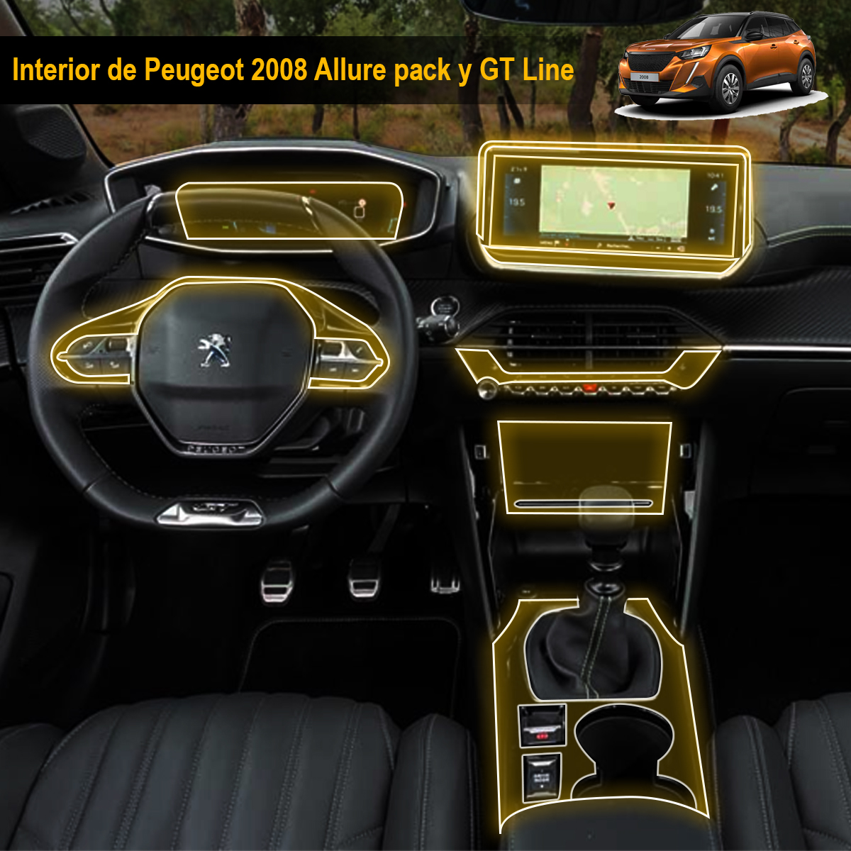 Foto 4 pulgar | Protectores Ppf Para Peugeot 2008 Allure Pack 2025 Kit De Interiores