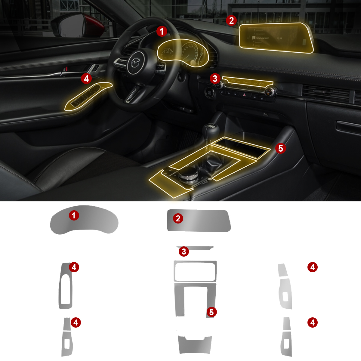 Foto 3 pulgar | Protectores Ppf Para Mazda 3 Estándar 2025 Kit De Interiores