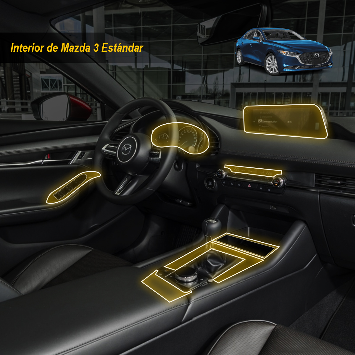 Foto 4 pulgar | Protectores Ppf Para Mazda 3 Estándar 2025 Kit De Interiores