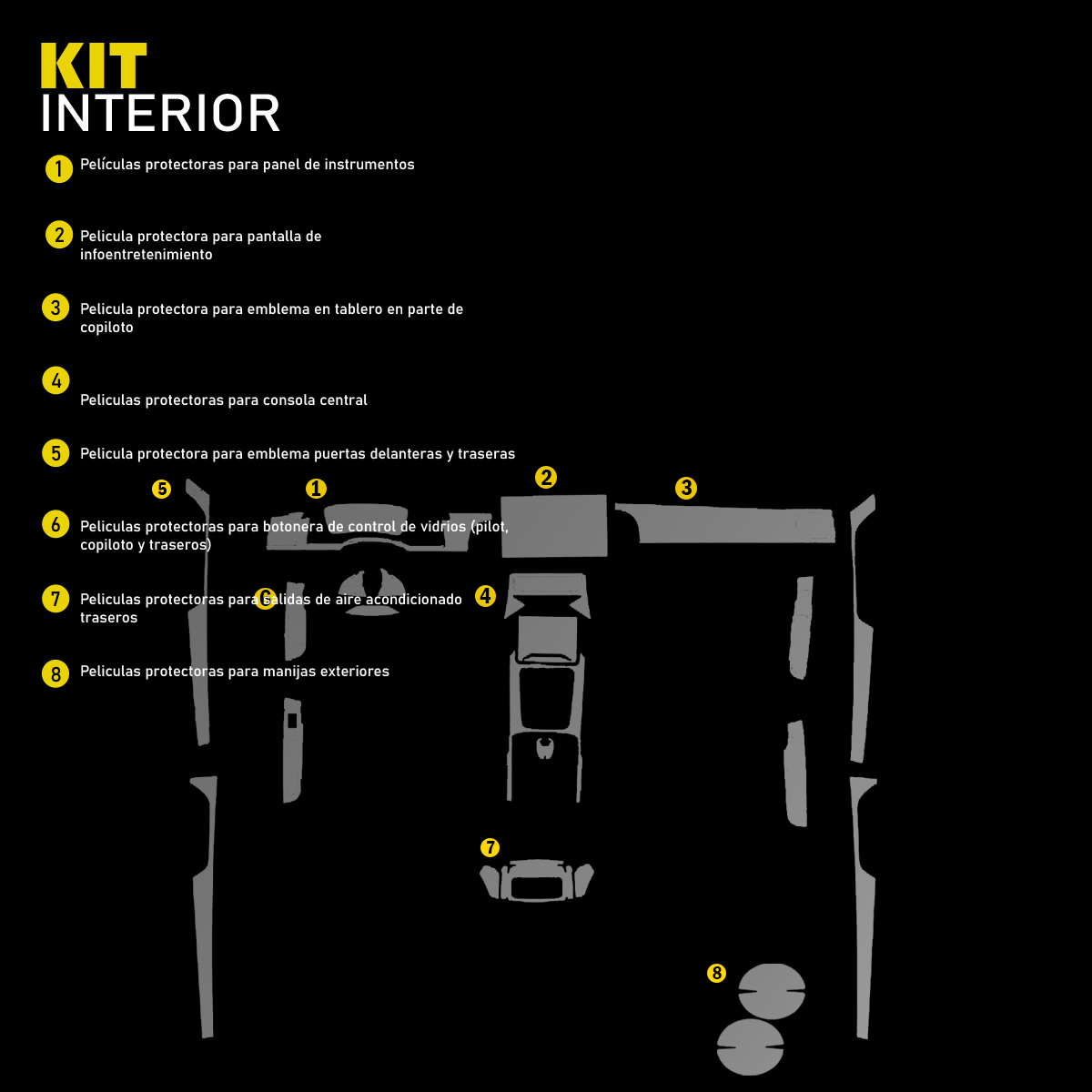 Foto 6 pulgar | Protectores Ppf Para Byd Tang 2024 Kit De Interiores