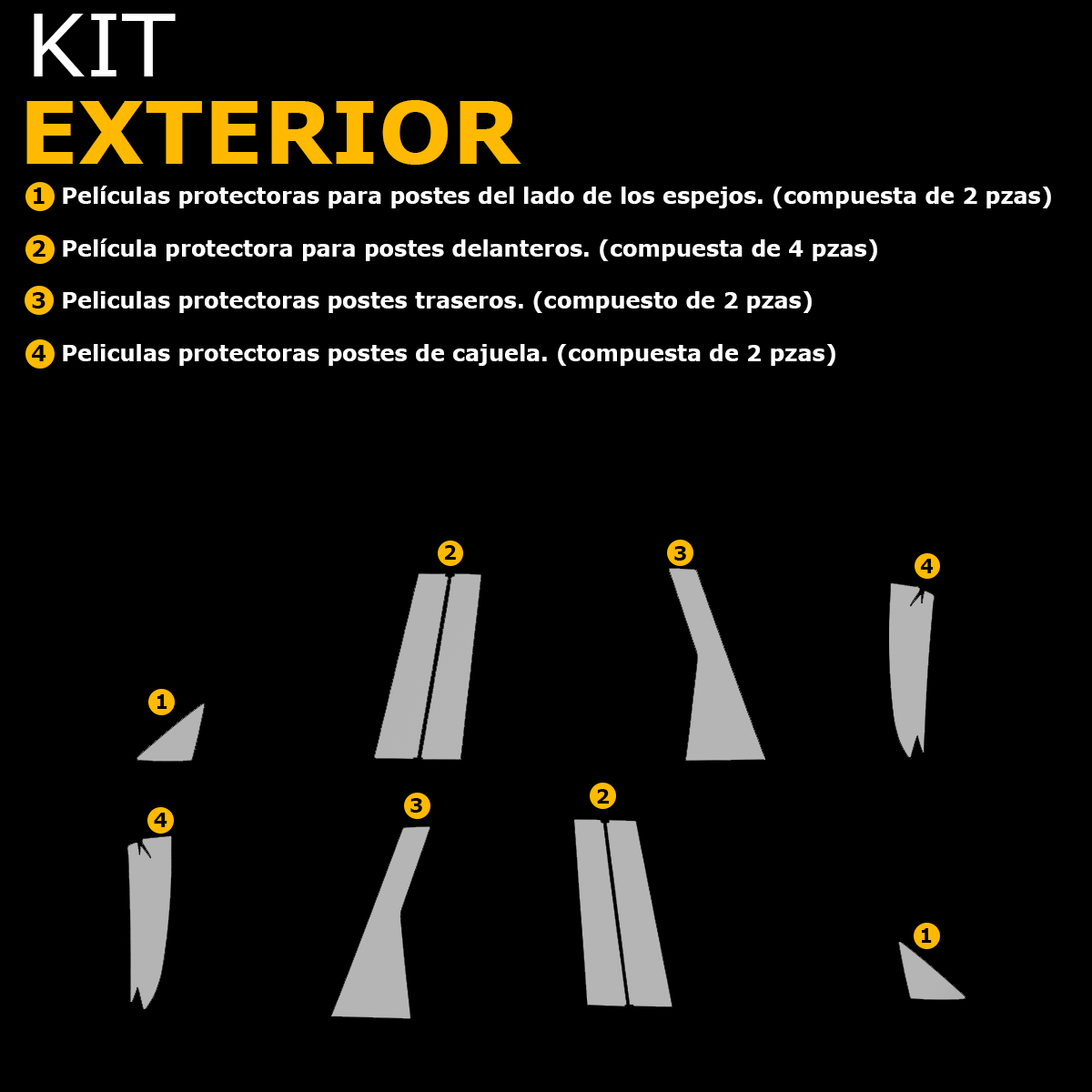 Foto 7 | Protectores Ppf Para Postes De Kia Telluride 2025 Kit De Exteriores