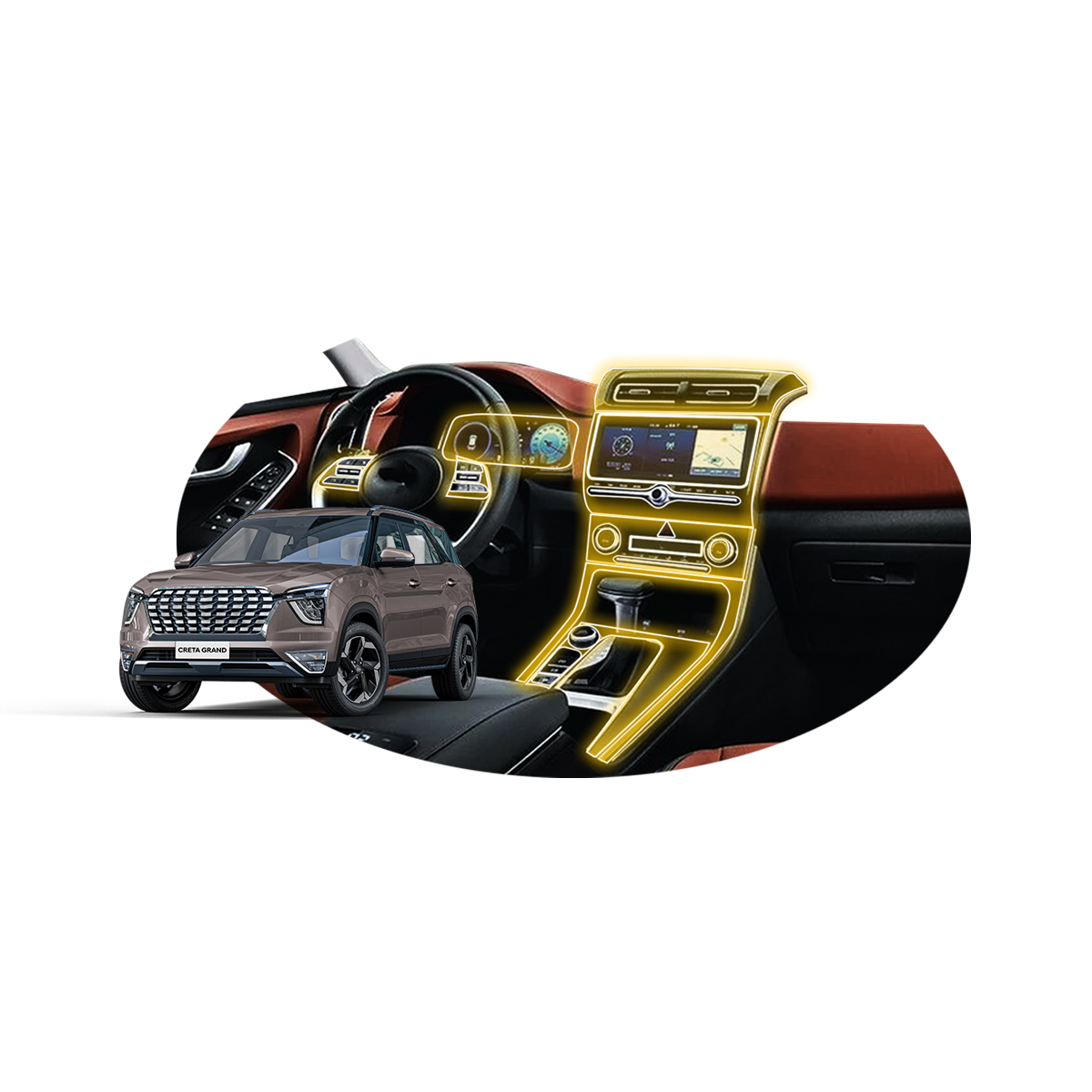 Foto 2 pulgar | Protector Ppf Para Hyundai Creta Grand 2024-2025 Kit De Interiores