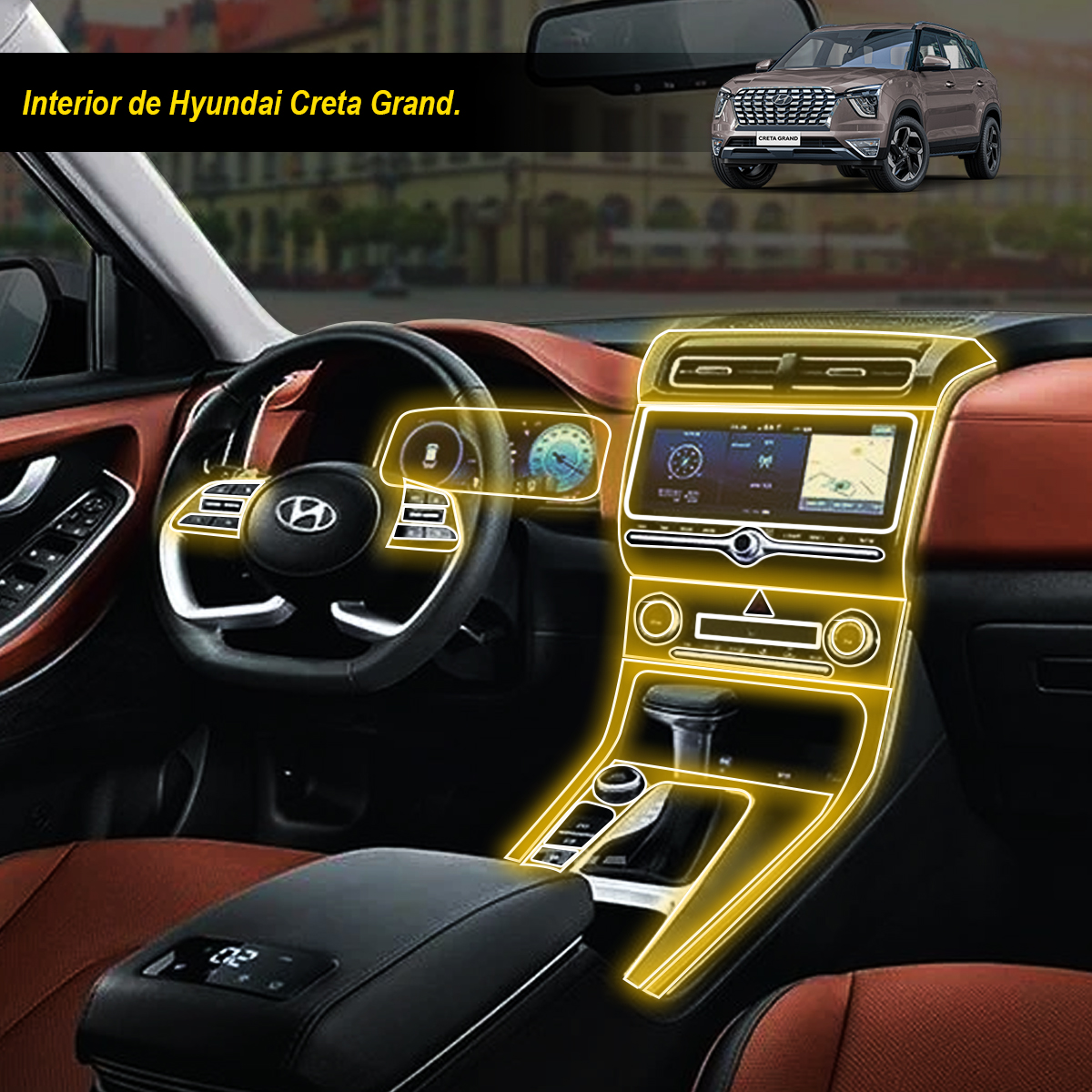 Foto 6 pulgar | Protector Ppf Para Hyundai Creta Grand 2024-2025 Kit De Interiores