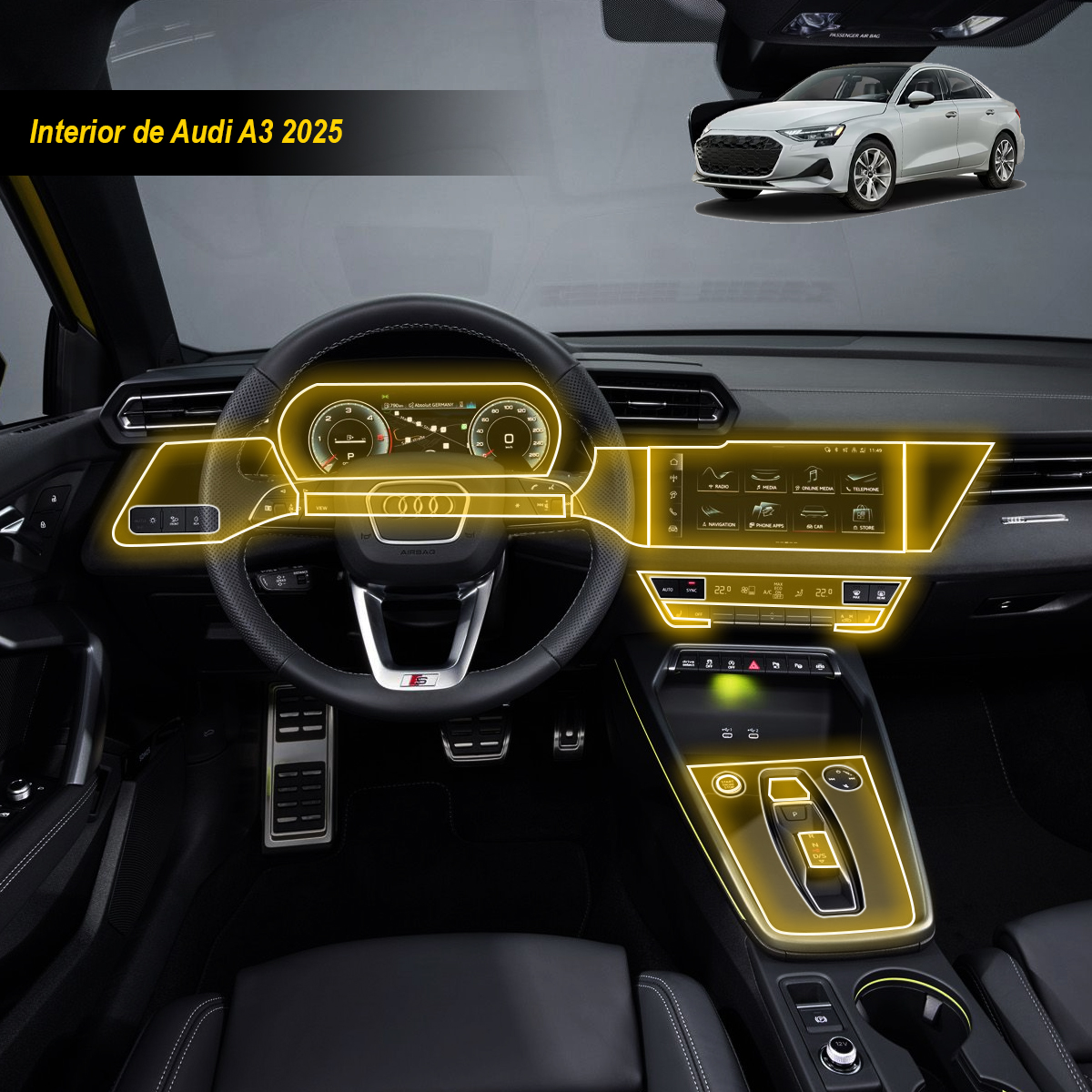 Foto 4 pulgar | Protectores Ppf Para Audi A3 2025 Kit De Interiores