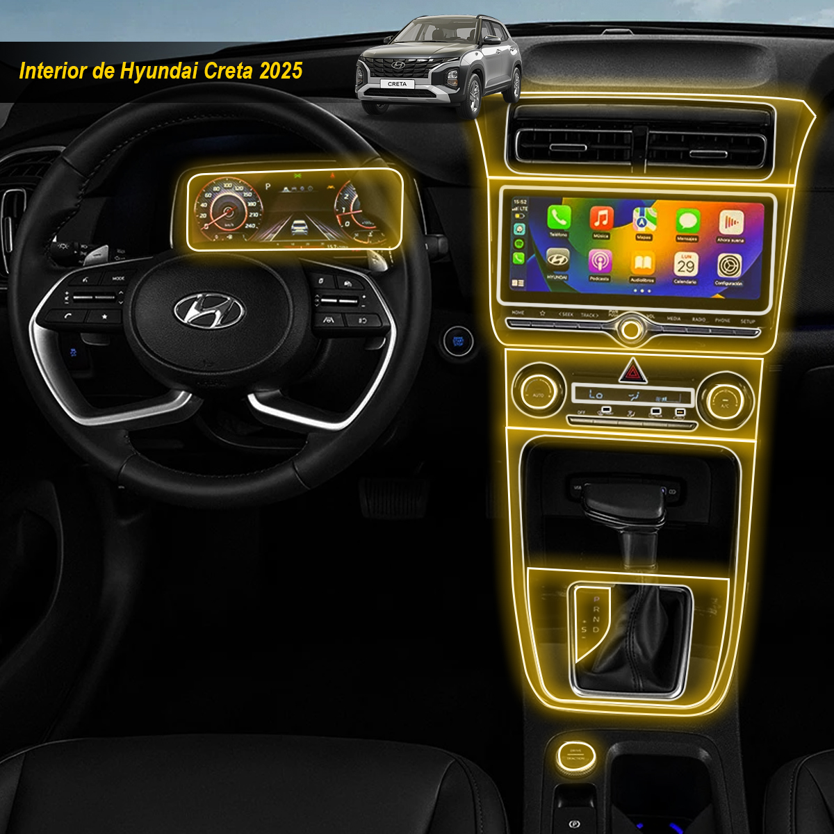 Foto 7 pulgar | Protectores Ppf Para Hyundai Creta 2025 Kit De Interiores