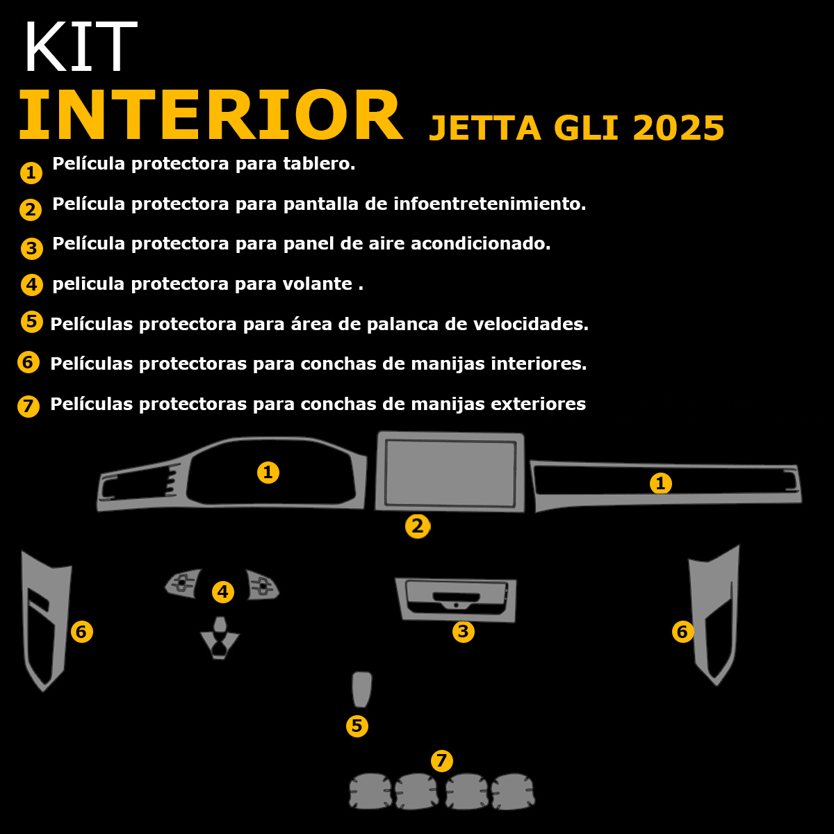 Foto 3 pulgar | Protector Interior Kit Ppf Para Vw Jetta Gli 2025
