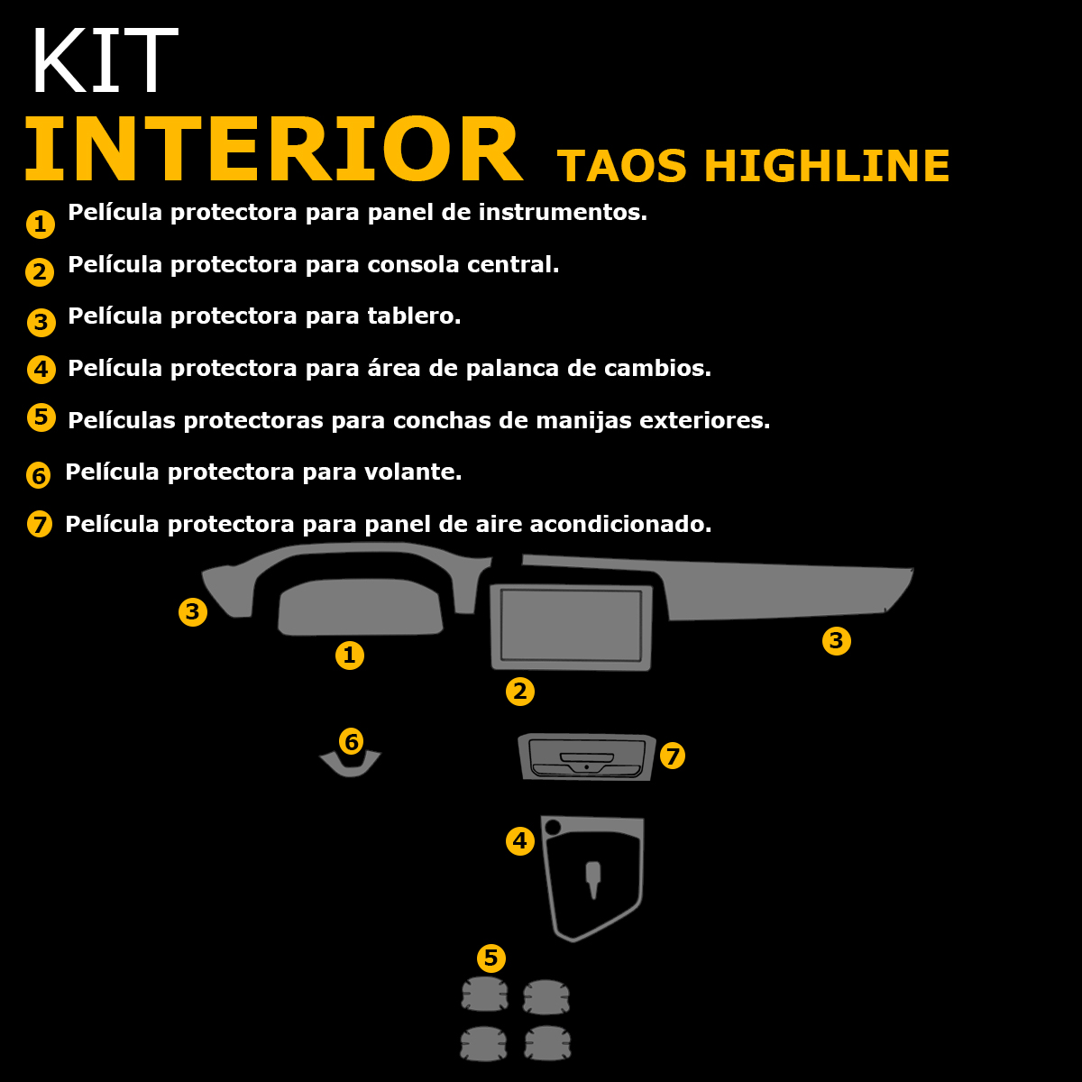 Foto 3 | Protectores Ppf Para Interior De Vw Taos Highline 2025