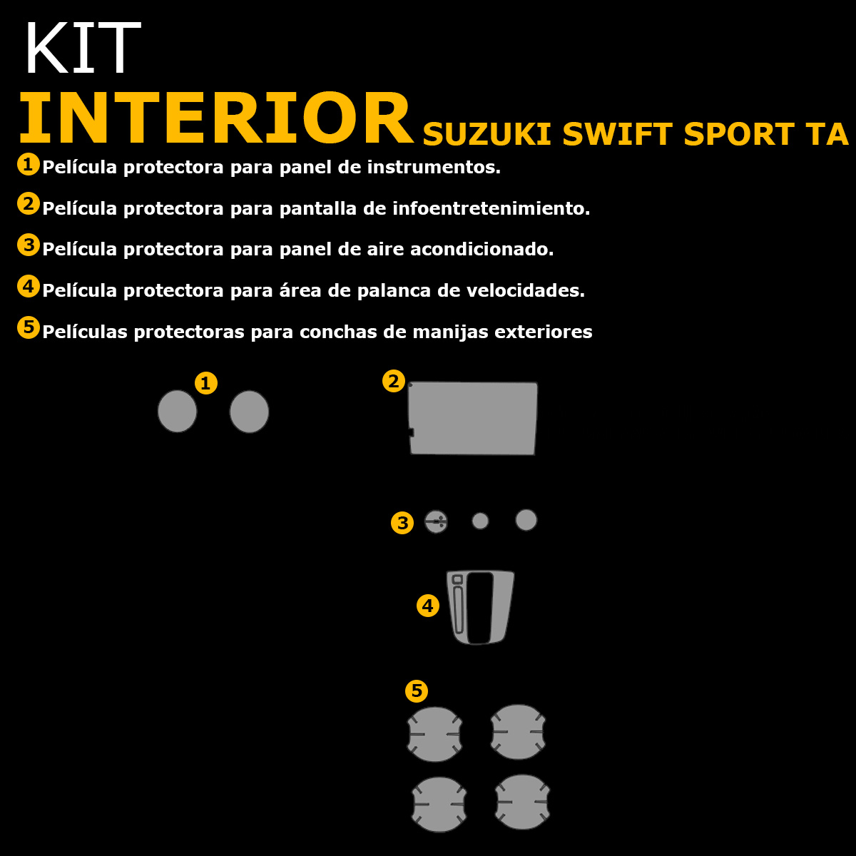 Foto 3 pulgar | Protectores Ppf Para Interior De Suzuki Swift Sport Ta 2024-25