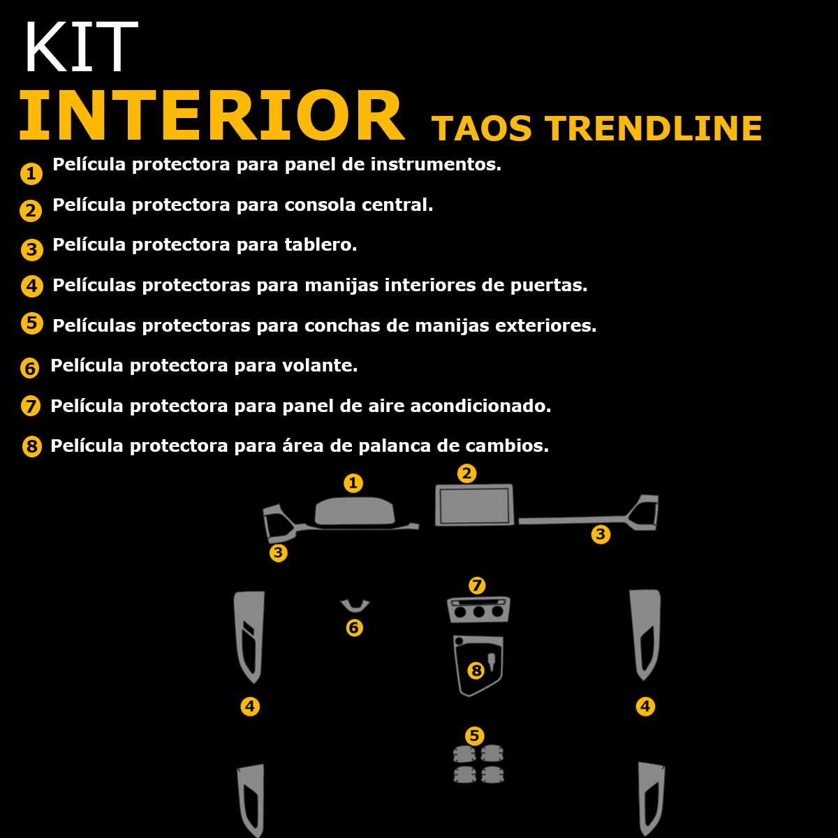 Foto 9 pulgar | Protectores Ppf Para Interior De Vw Taos Trendline 2025