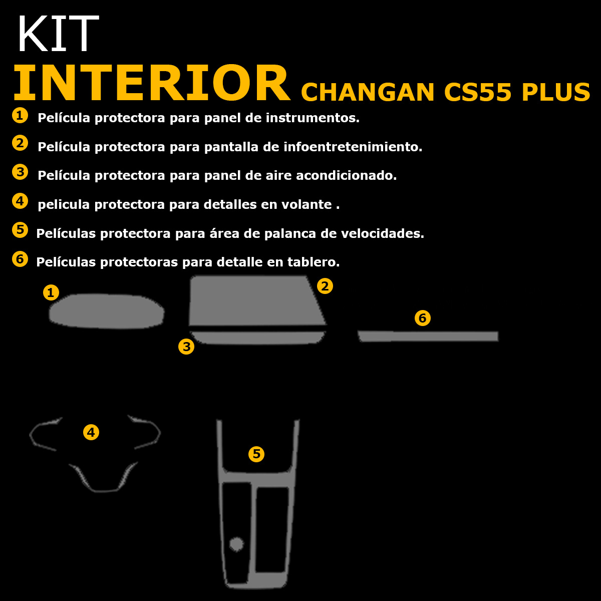 Foto 6 pulgar | Protectores Ppf Para Interiores De Changan Cs55 Plus Premium 2025