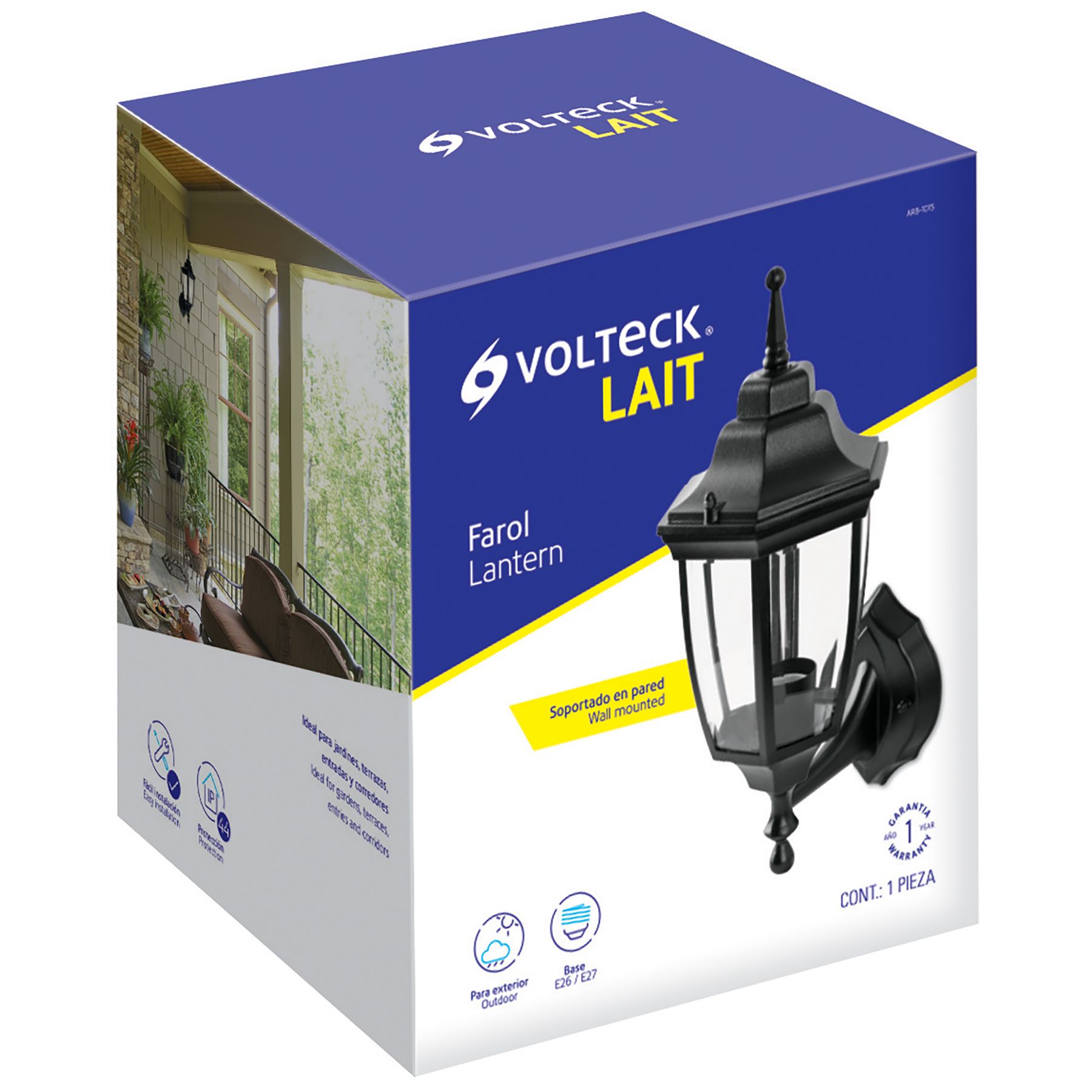 Foto 2 | Arbotante Farol Soportado Volteck 1xe26 color Negro