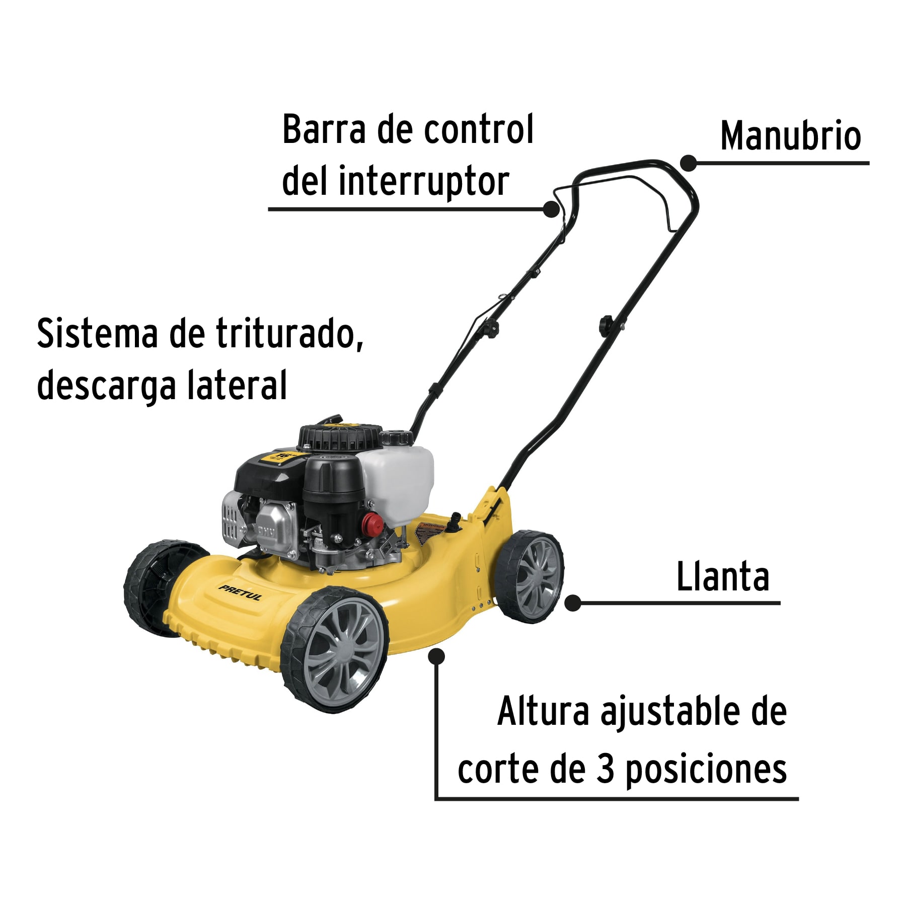 Foto 3 pulgar | Podadora Con Motor A Gasolina De 3 Hp, 16' De Corte, Pretul