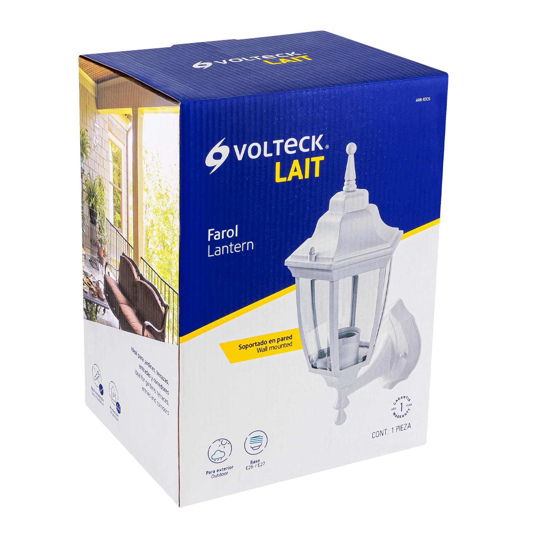 Foto 3 | Arbotante Farol Soportado Volteck 1xe26 color Blanco