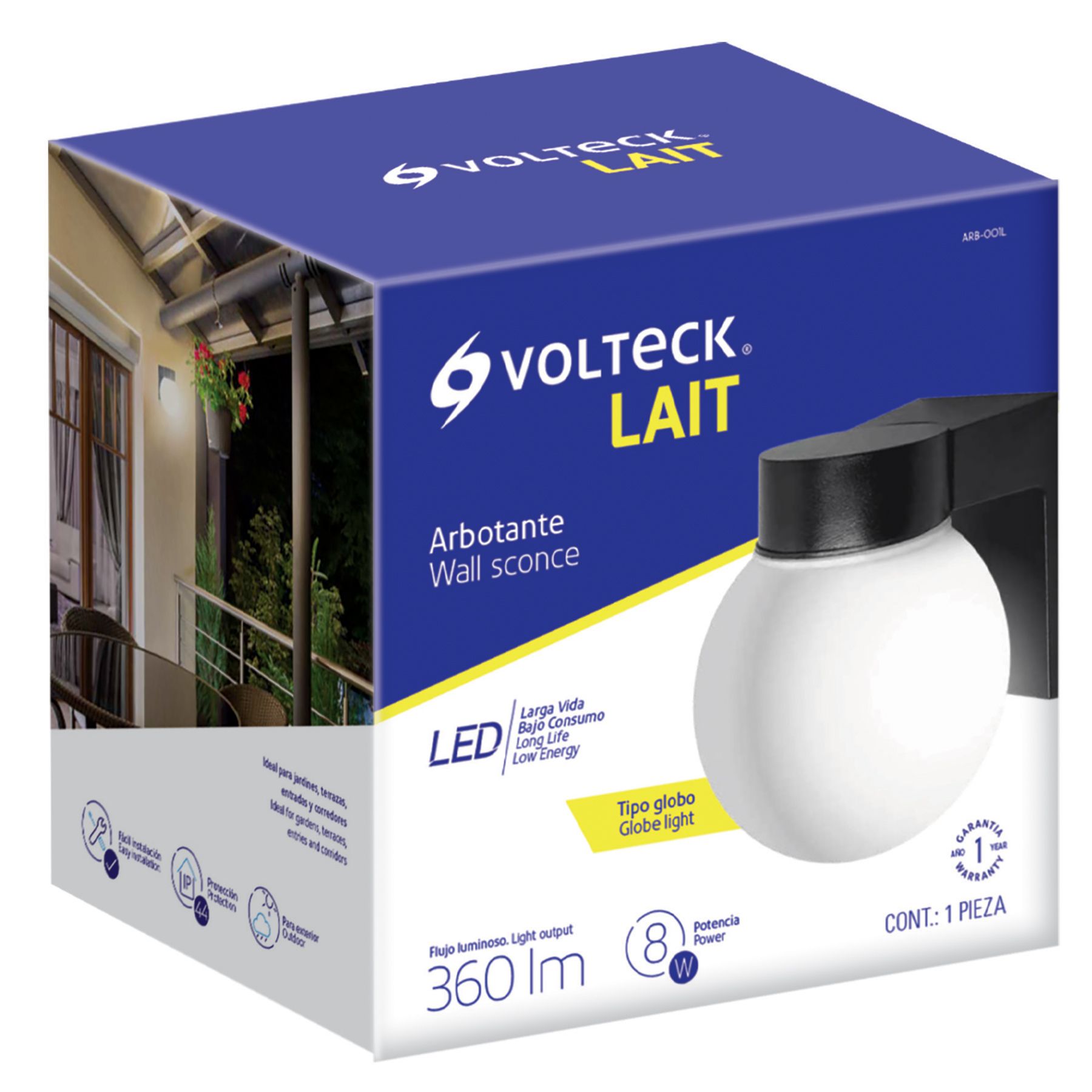 Foto 2 | Arbotante tipo Globo de Led Volteck color Negro