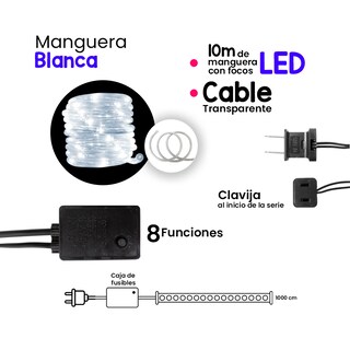 Foto 2 | Manguera Decorativa Luz Led color Blanco Uso Exterior/interior Cable Recubierto Gel 10 M