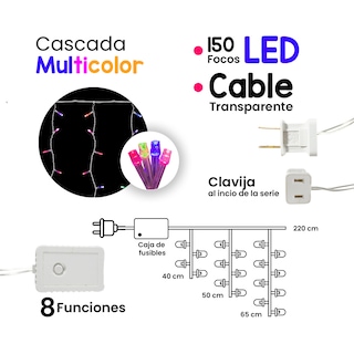 Foto 2 | Serie Decorativa Luz Led Multicolor de 150 Focos 8 Funciones de 2 m Multicolor