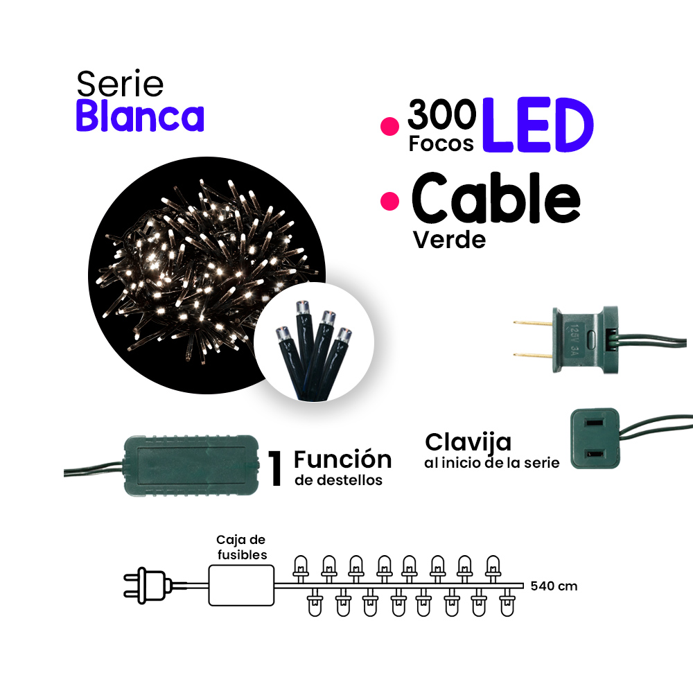 Foto 3 pulgar | Serie Decorativa de Luz Led Blanca Genérica L573066 300 Focos Tipo V3 Destellos 5 m