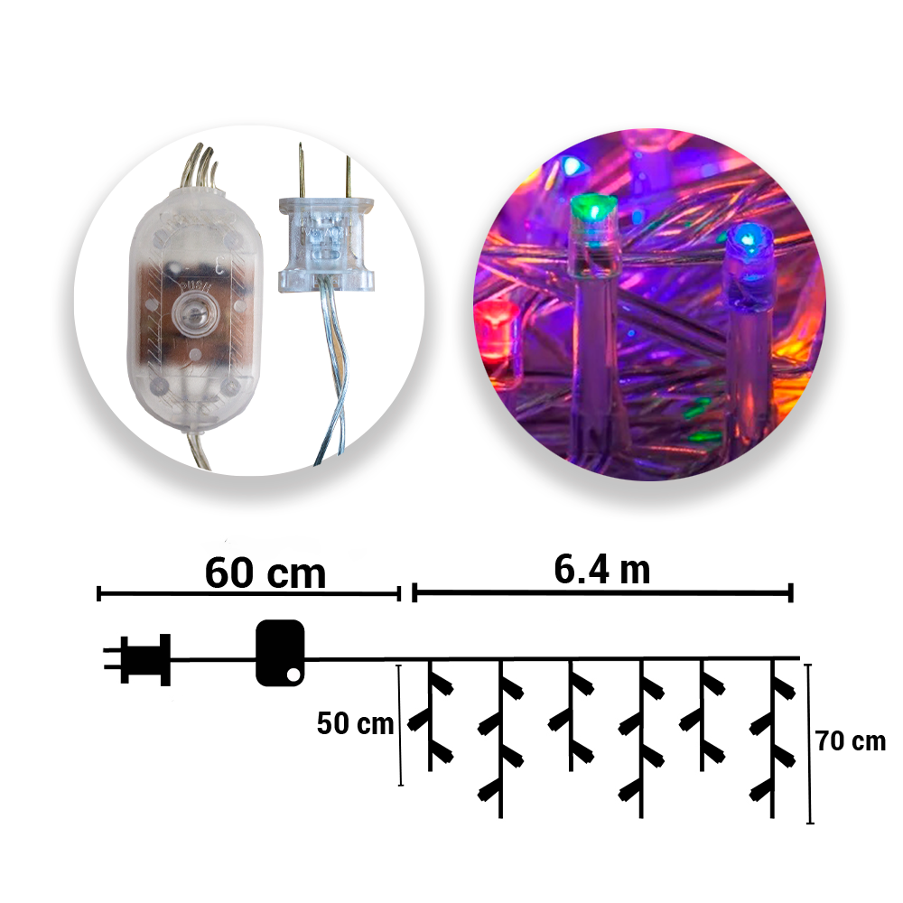 Foto 4 pulgar | Cascada de Luz Led Multicolor con 400 Focos y 8 Funciones