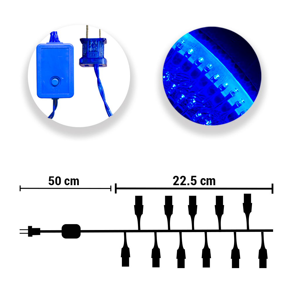 Foto 4 pulgar | Serie Decorativa Luz Led Azul 500 Focos 8 Funciones Cable Azul  22.5 M