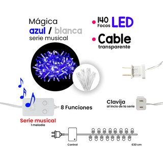 Foto 2 | Serie Musical Decorativa con Luz Led con 140 Focos y 8 Funciones