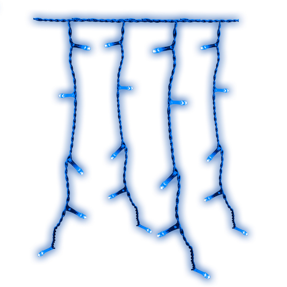 Cortina Navideña Importadora La Merced Luz Led Azul 300 Focos 8 Funciones Cable Azul 6 m