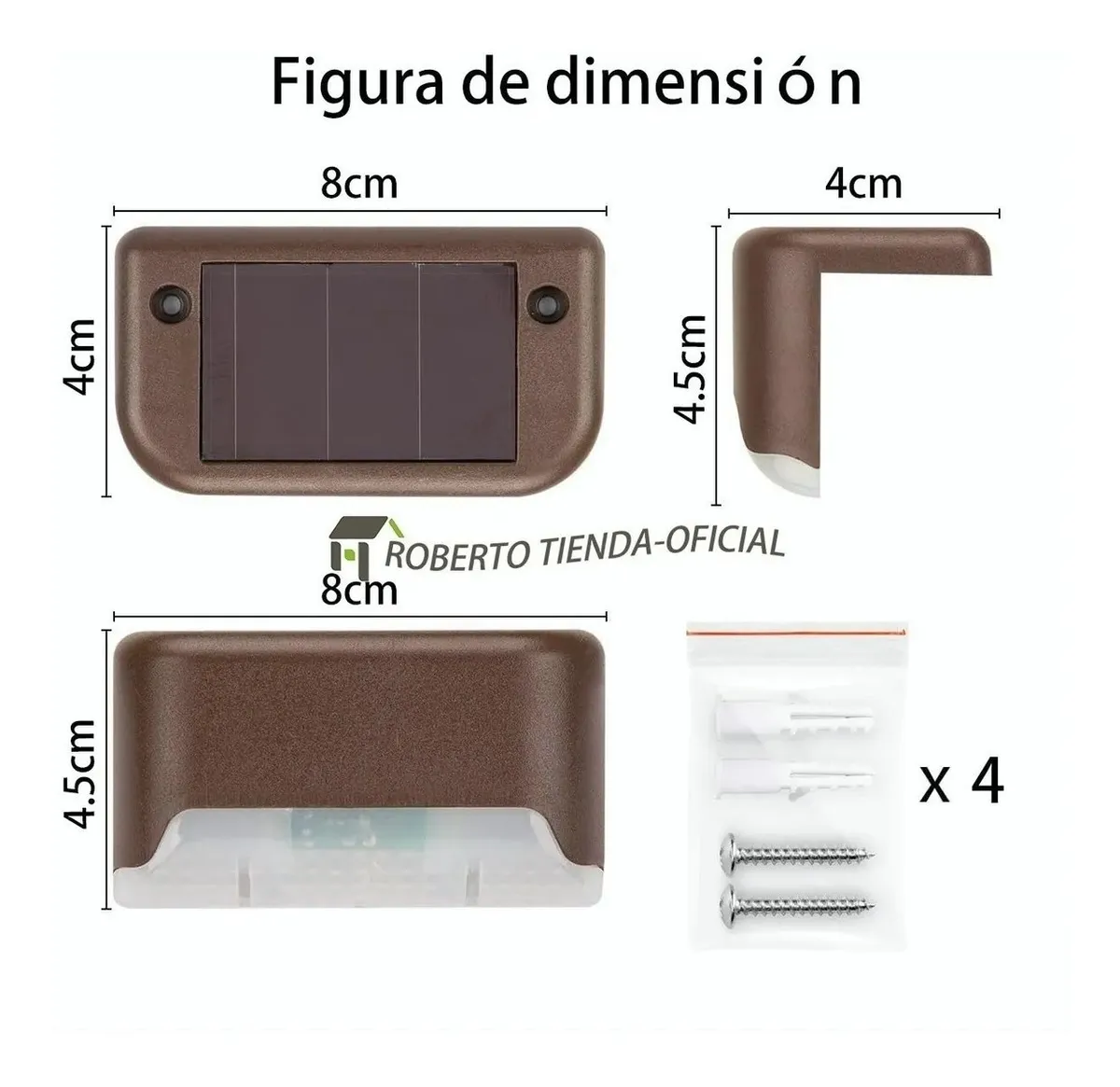 Foto 4 pulgar | Set de 4 Lámpara Solar Led de Pared Malubero color Marrón