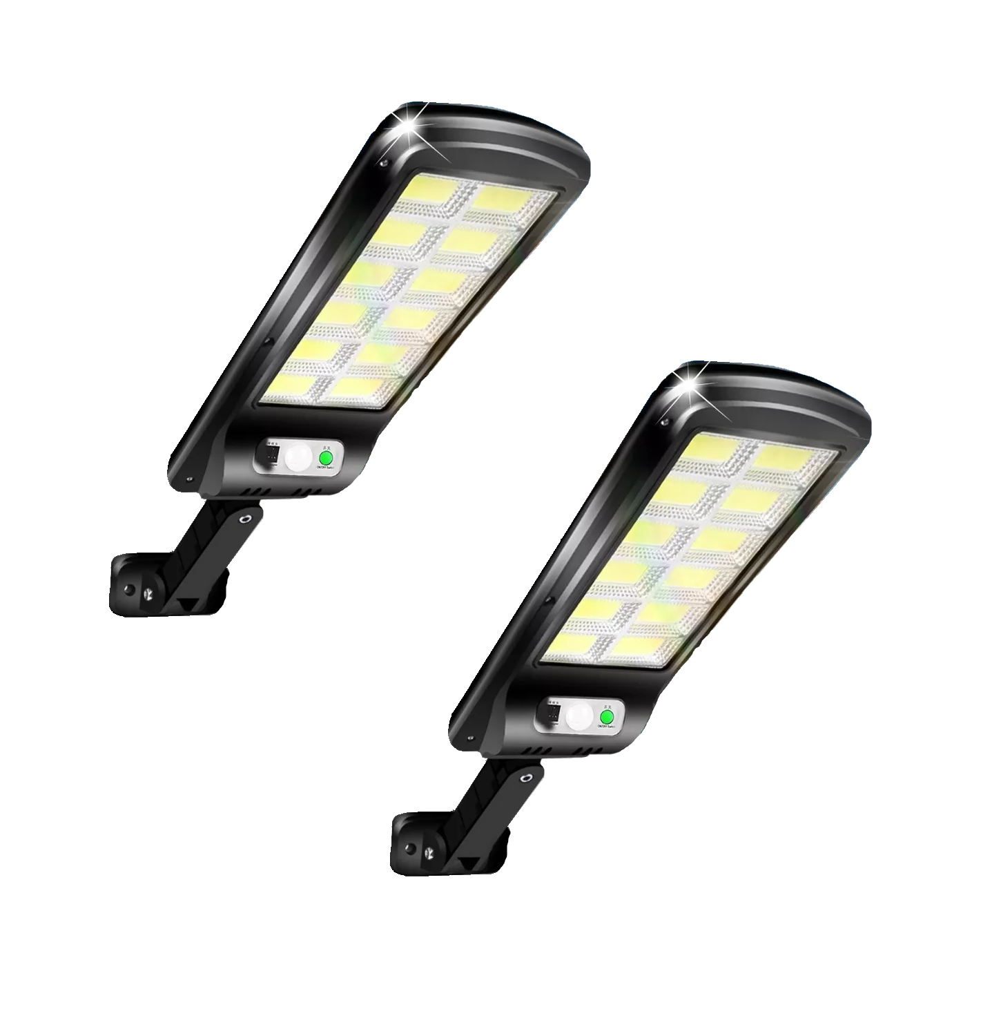 Kit Lampara Solar LED Eo Safe Imports ESI-3473 color Negro Pared Sensor 3 Modos más Remoto 60 W 2 PZAS