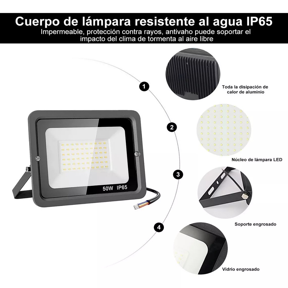 Foto 3 pulgar | Reflectores Led 50w Malubero color Negro