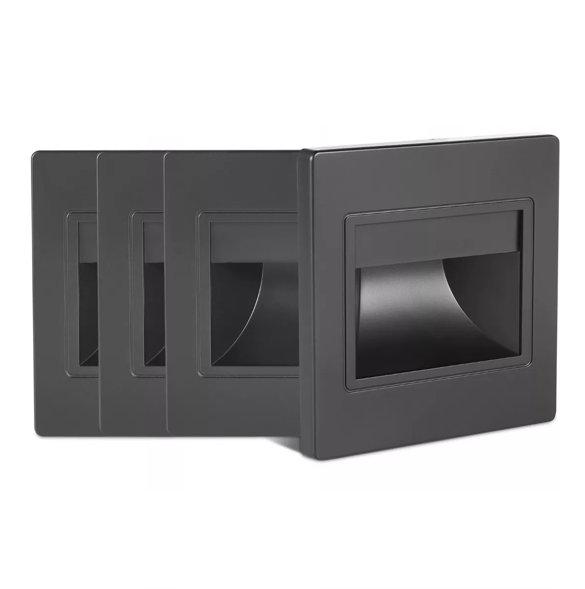 Lámpara Escalera LED BELUG color Negro para Pared con Luz Blanca Cálida 4 PZAS