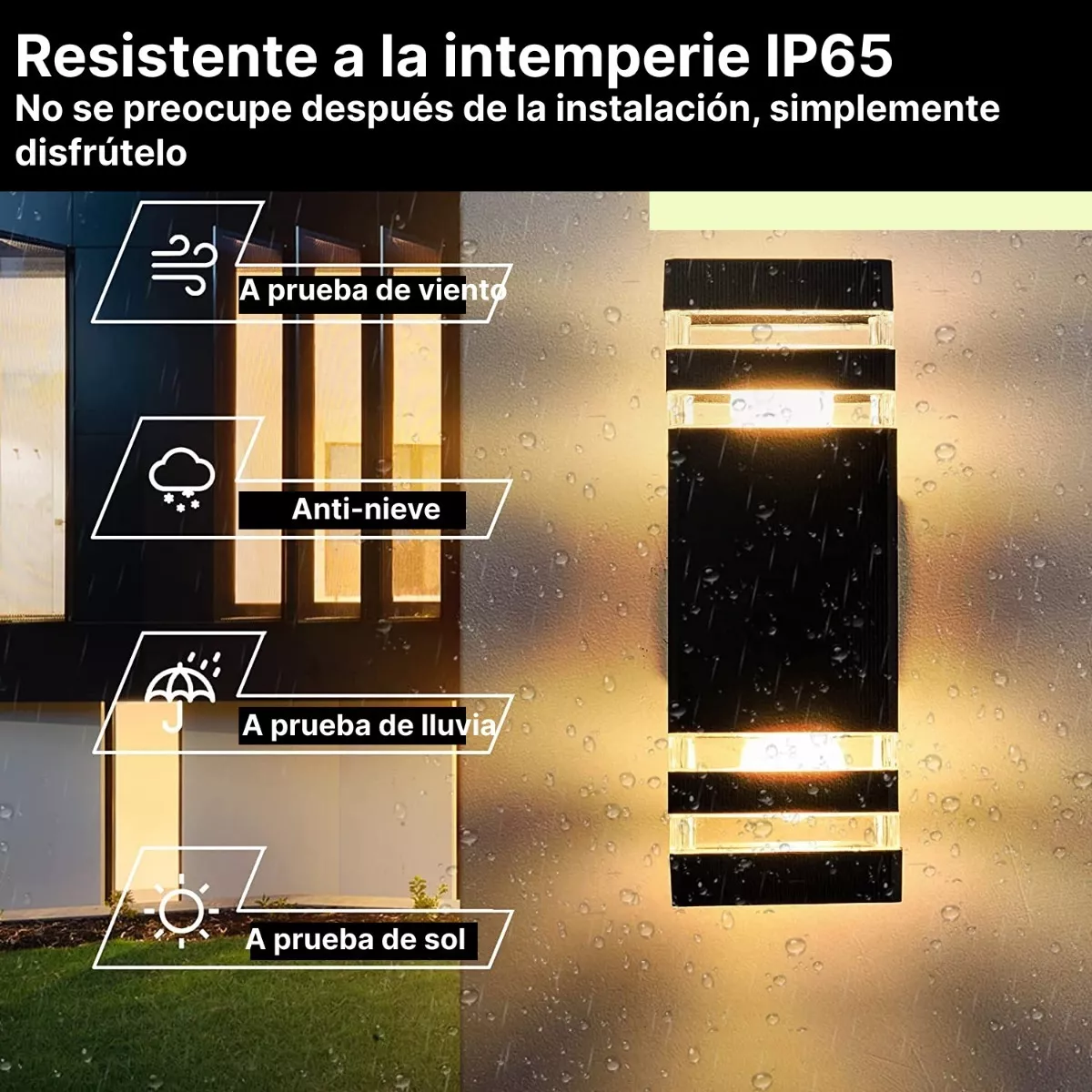 Foto 2 | Lámpara de Pared Exterior LED Eo Safe Imports ESI-4594 color Negro Impermeable