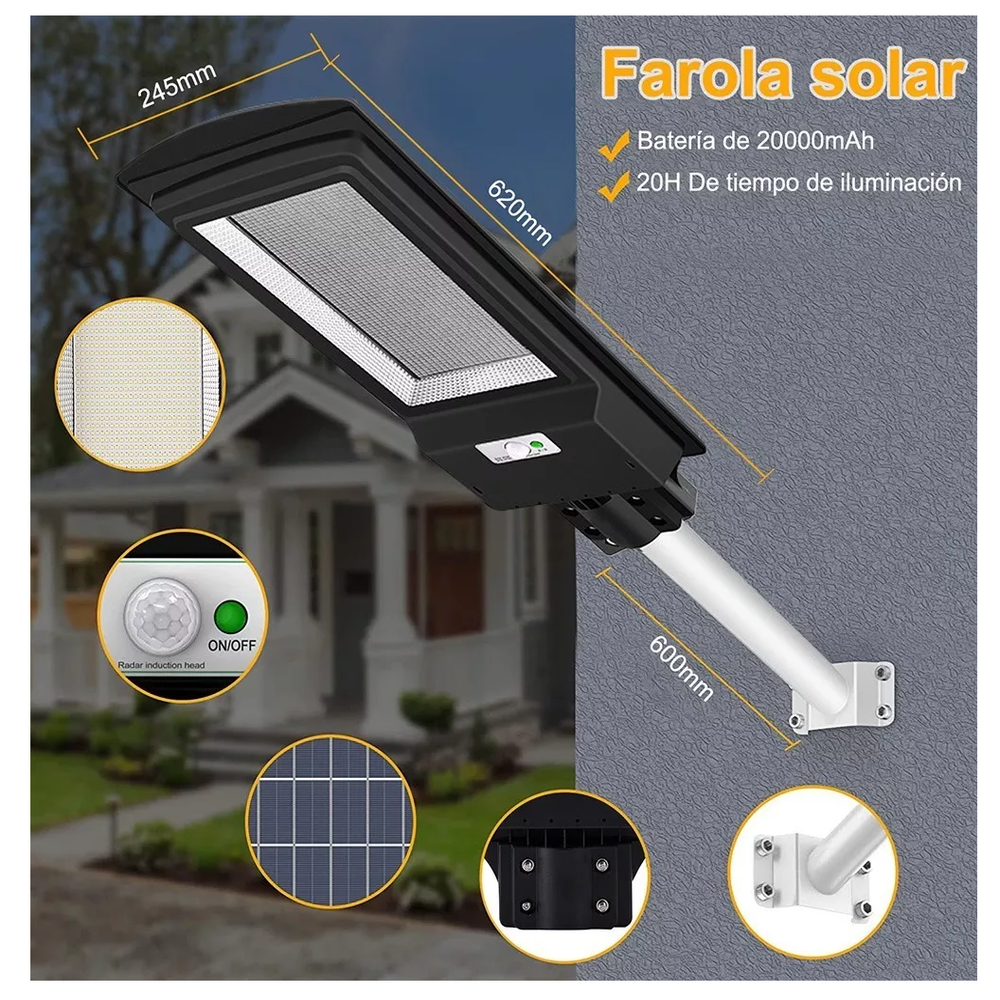 Foto 5 pulgar | Lámpara Solar Belug color Negro de 400 W