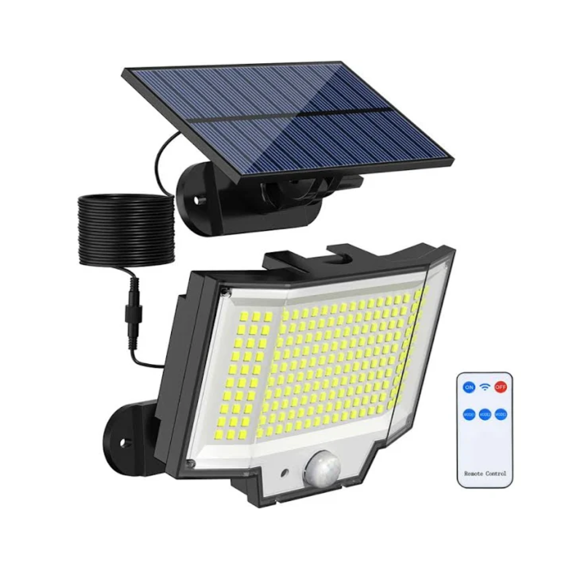 Lámpara Solar 106 Led De Pared Exteriores Sensor Luz 4 Modos Esi-6010 Negro