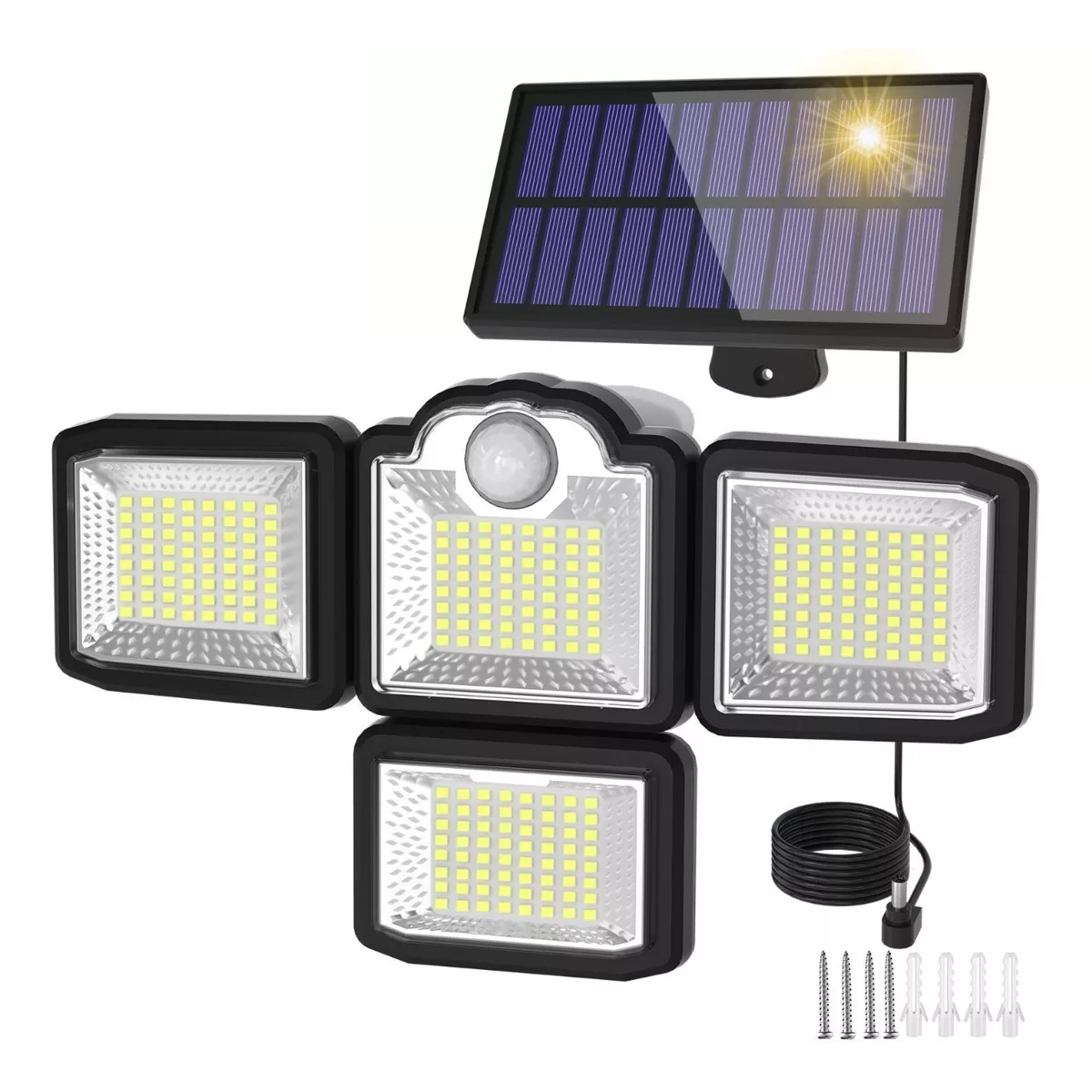 Lámpara De Pared Solar De Luz Con Sensor Control 192 Leds Esi-6012 Negro