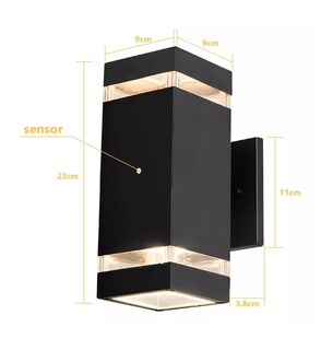 Foto 3 | Lámpara Pared Led Exterior Interior Luces Sensor 2 Bombilla Belug color Negro