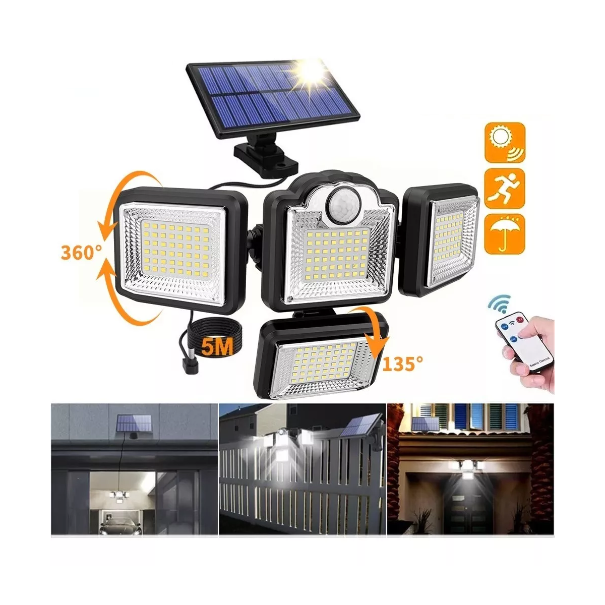 Foto 3 pulgar | Lámpara Solar de Pared Exteriores Sensor Luz Led Eo Safe Imports Esi-6898 color Negro