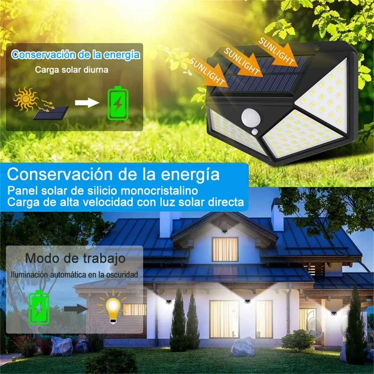 Foto 4 pulgar | Lámpara de Leds con Energía Solar Eo Safe Imports Esi-6910 color Negro