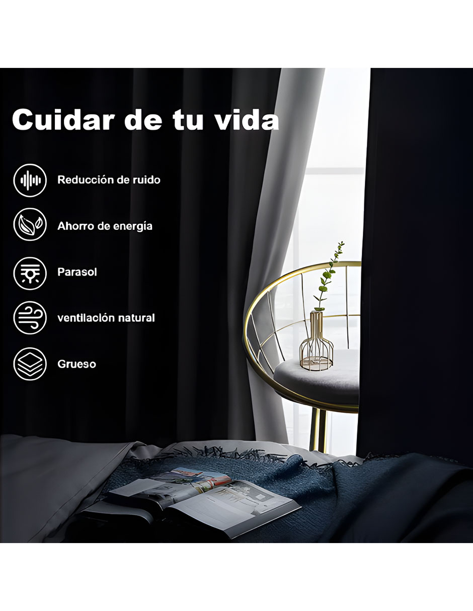 Foto 5 pulgar | Cortinas Blackout Impermeables de Alta Calidad - 2 Paneles 130x240 Gris