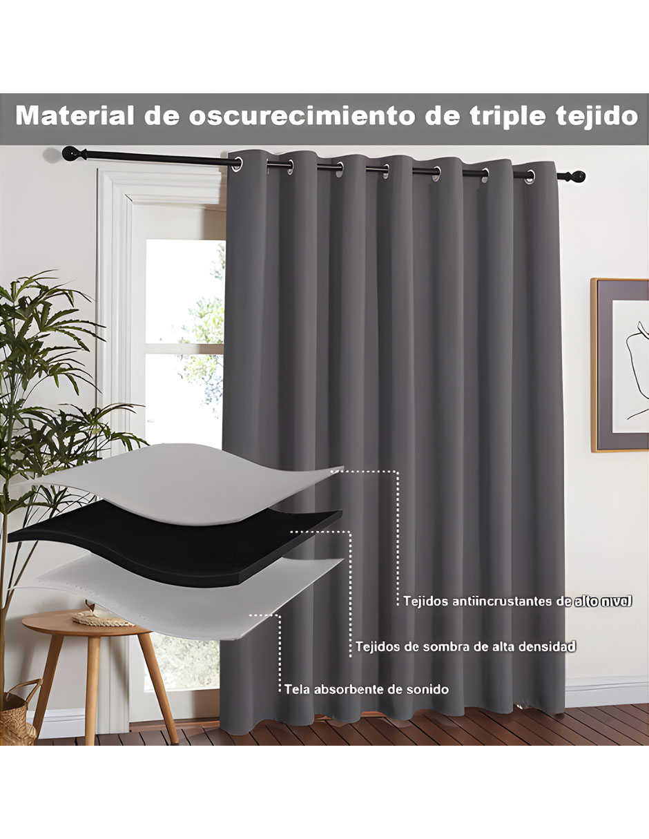 Foto 6 pulgar | Cortinas Blackout Impermeables de Alta Calidad - 2 Paneles 130x240 Gris