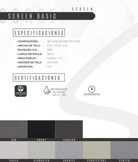 Foto 6 | Persiana Para Ventana Decoking Enrollable Horizontal Malla Solar 120 X 200 cm Chalk