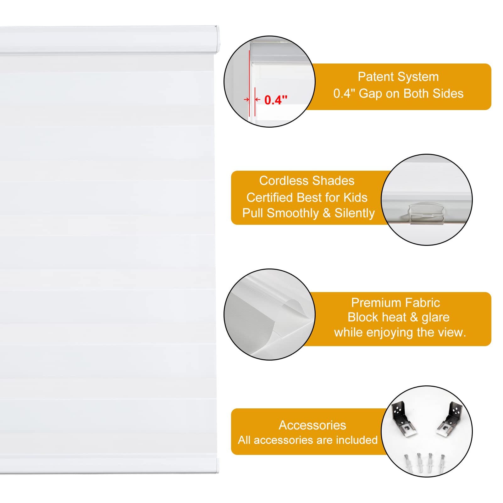 Foto 2 | Persianas De Cebra Inalámbricas Persilux Free-stop Roller Para Ventanas - Venta Internacional.