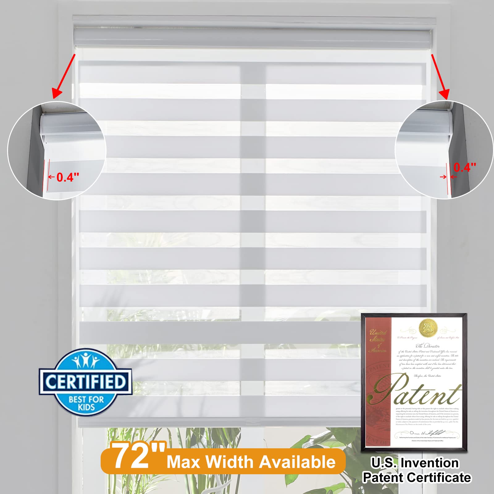 Foto 4 | Persianas De Cebra Inalámbricas Persilux Free-stop Roller Para Ventanas - Venta Internacional.