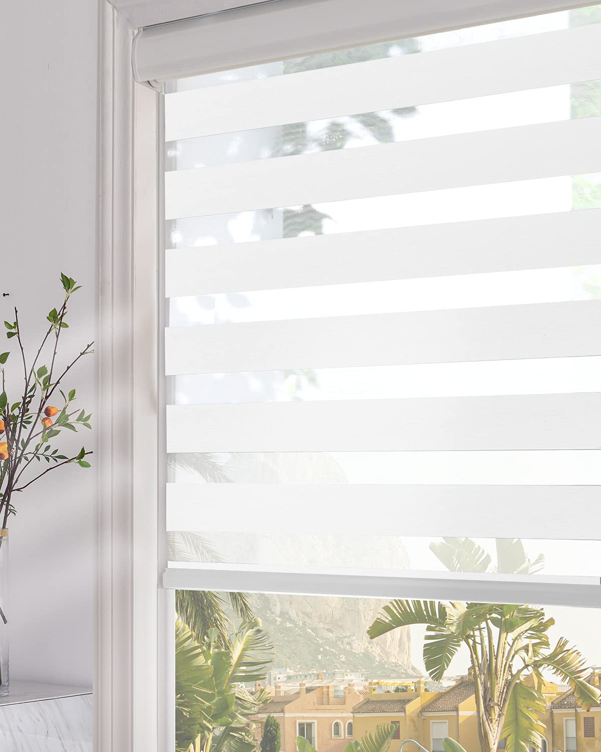 Cortinas Enrollables Persilux De Doble Capa De Zebra Blinds, 34 Cm - Venta Internacional.