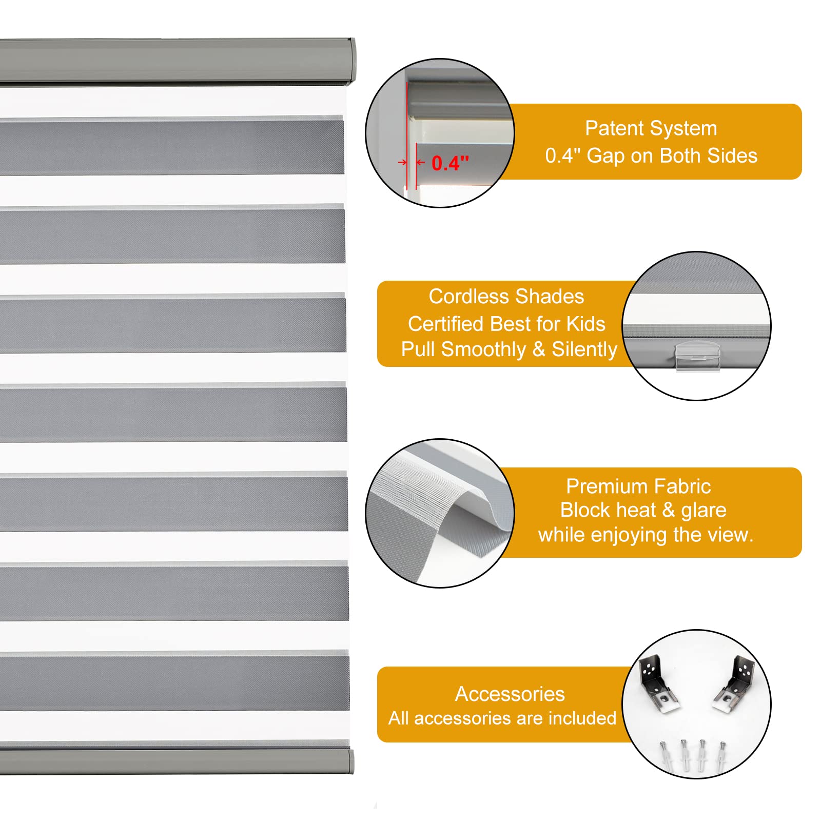 Foto 3 pulgar | Persilux Inalámbrico Zebra Blinds para Windows 33 X 183 cm Gris - Venta Internacional