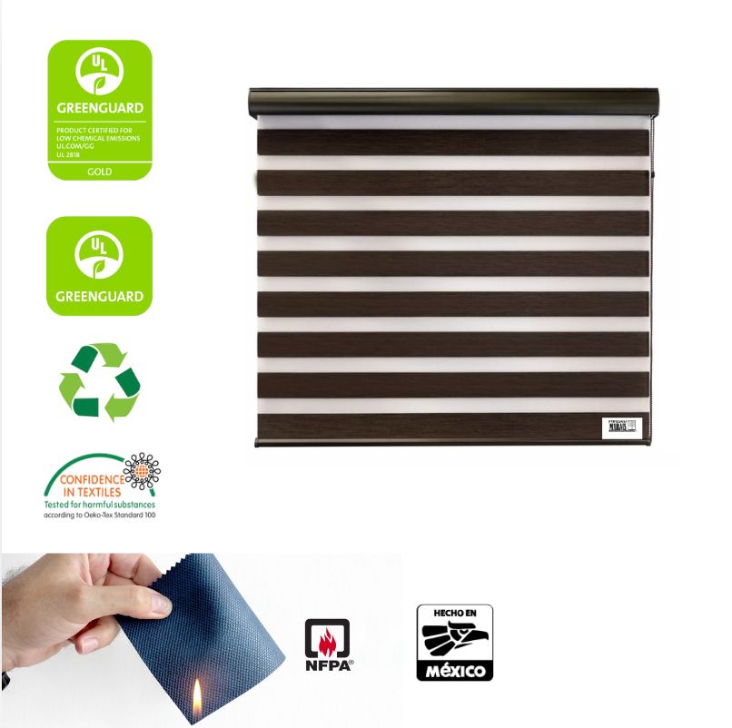 Foto 3 pulgar | Persiana Marais Enrollable Black Wood Duo Woodline 80 x 120 cm