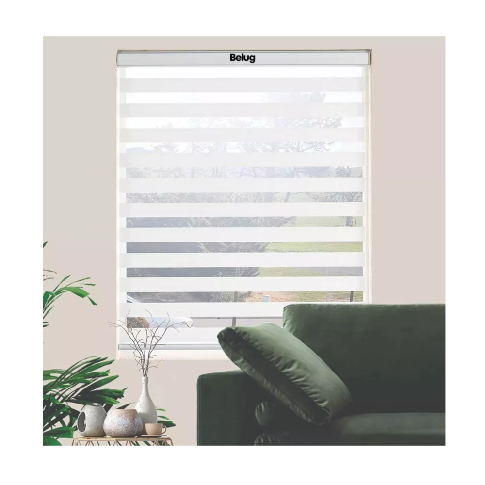 Foto 4 pulgar | Persiana Doble Capa Con Diseño De Cebra Enrollable 100x200cm Gris Con Blanco Belug