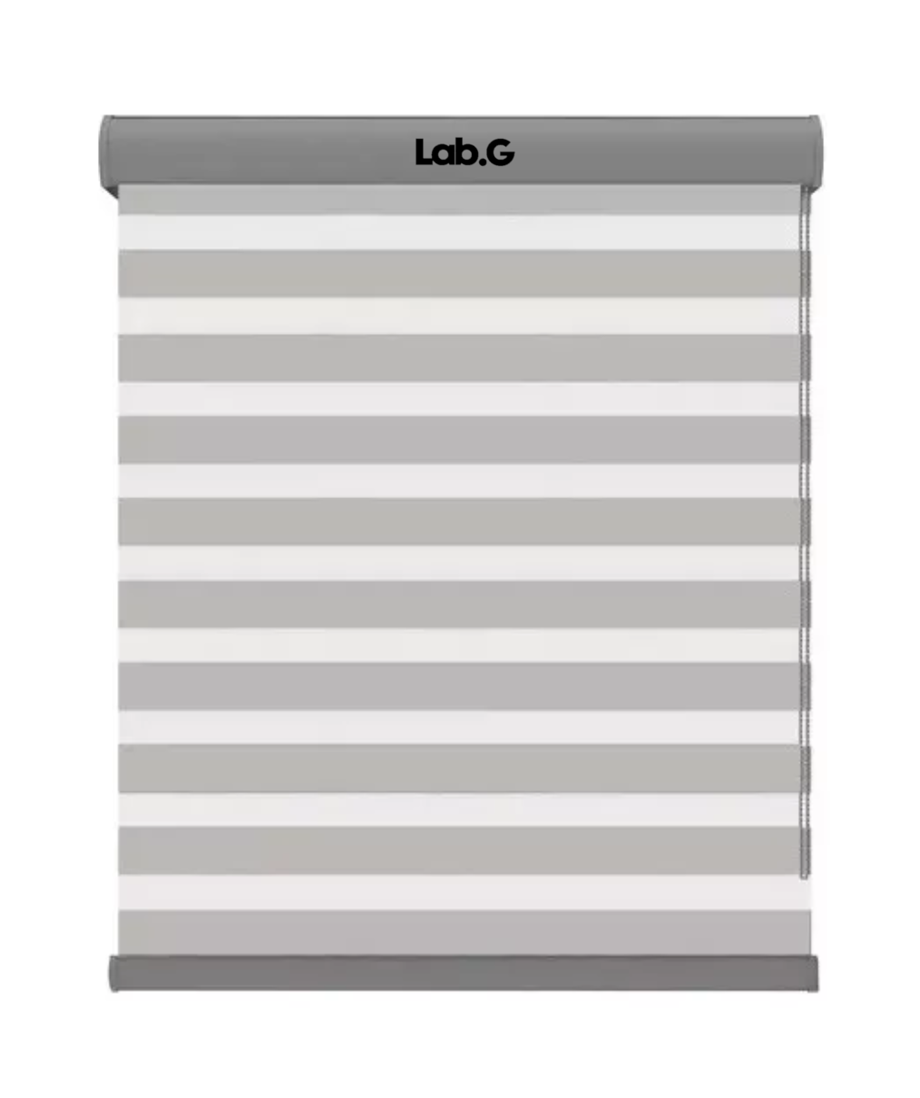 Persiana Doble Capa Con Diseño De Cebra Enrollable 100x200cm Gris Con Blanco