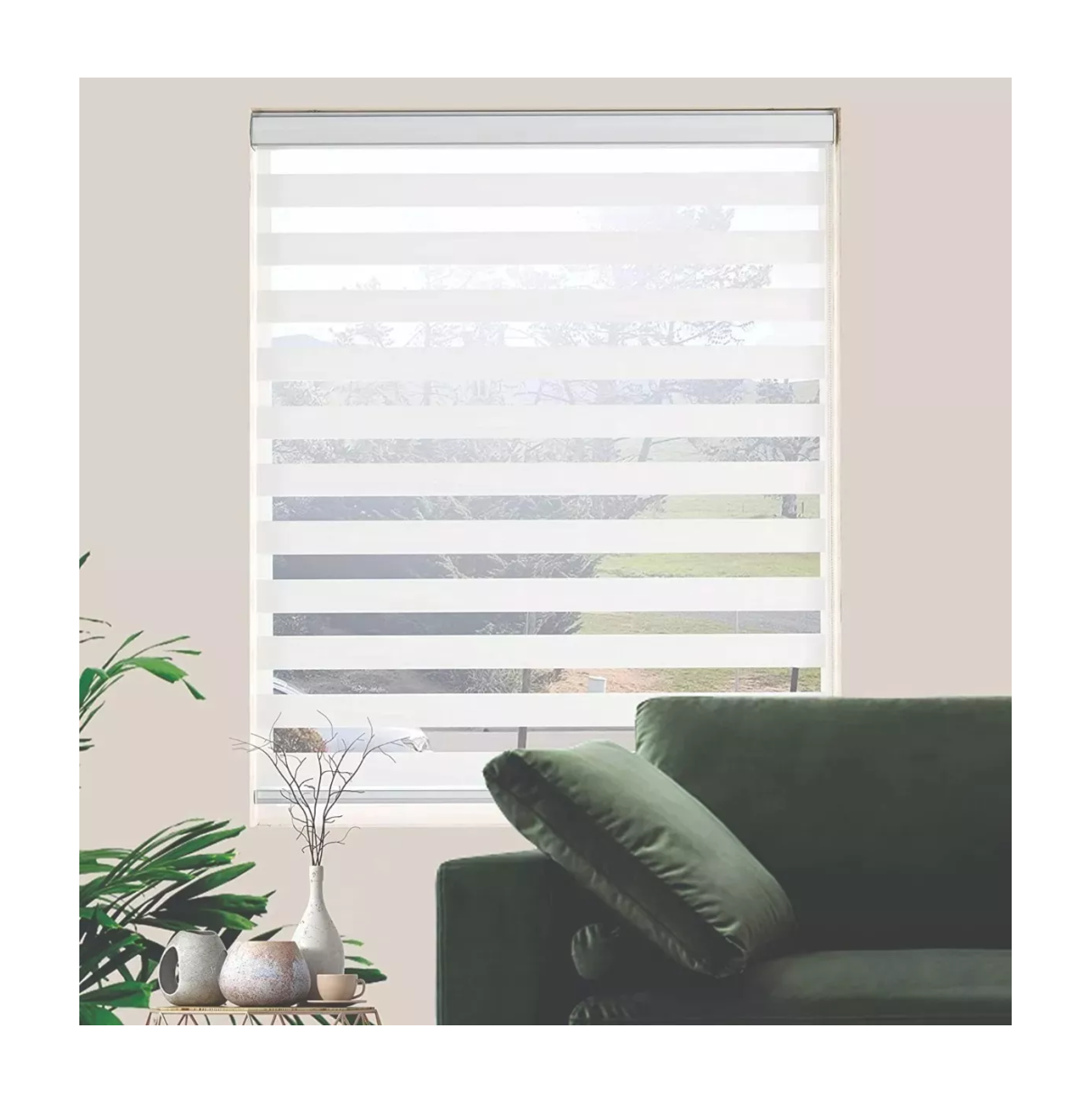 Foto 4 pulgar | Persiana Doble Capa Con Diseño De Cebra Enrollable 100x200cm Gris Con Blanco